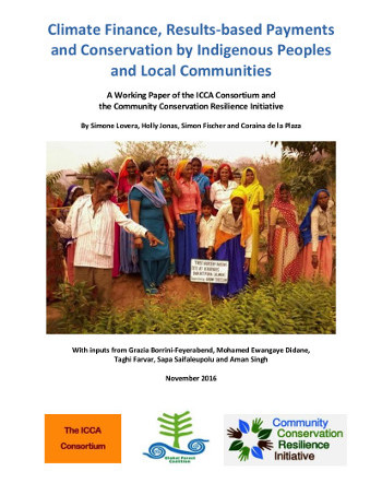 Climate Finance, Results-based Payments and Conservation by Indigenous Peoples and Local Communities