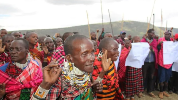 Maasai residents protesting