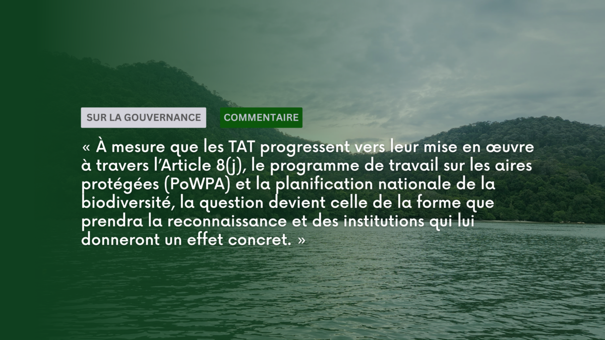 La reconnaissance n’est qu’un début : les territoires autochtones et traditionnels après la Cible 3 du Cadre mondial de la biodiversité